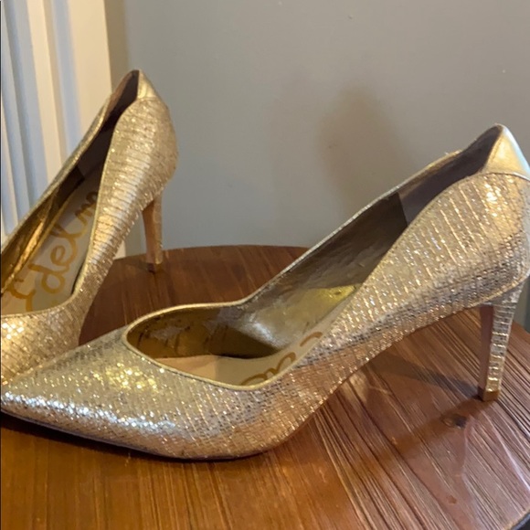 Womens Gold Heels Size 11 Block Heels Gold Heels Size 11 Dress Shoes Low  Heels Size